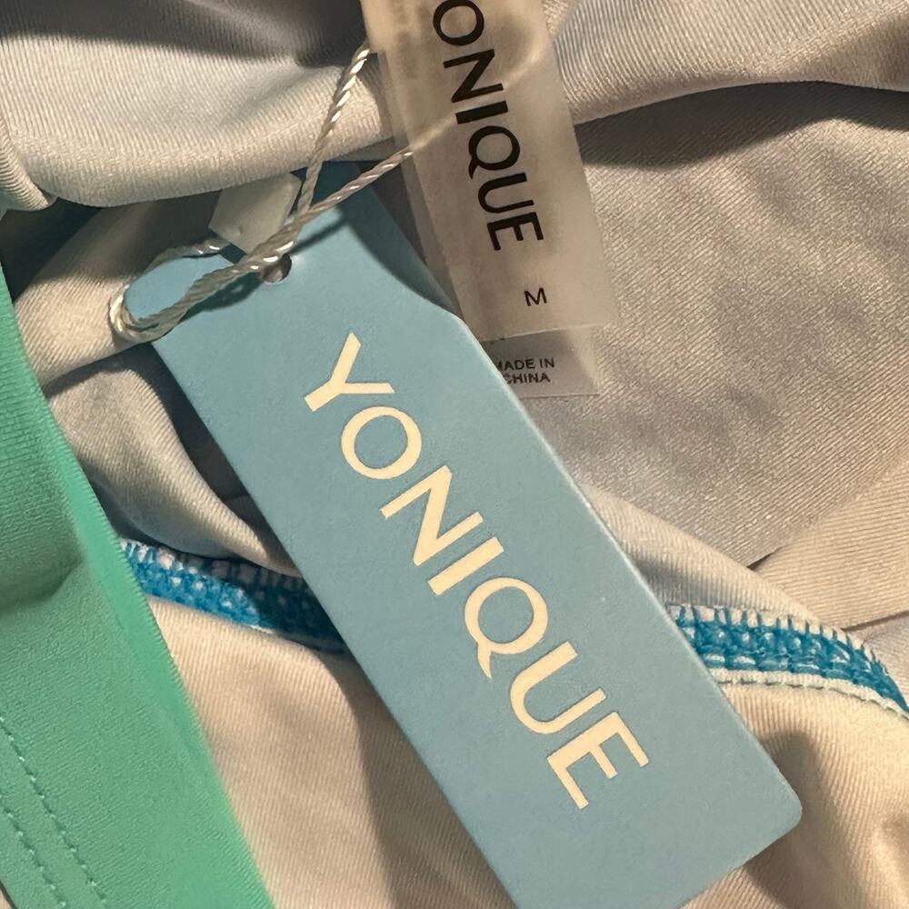Yonique Women Blue One Piece Swimsuit Tummy Control Ruched V Neck Swimwear M - Picture 6 of 8